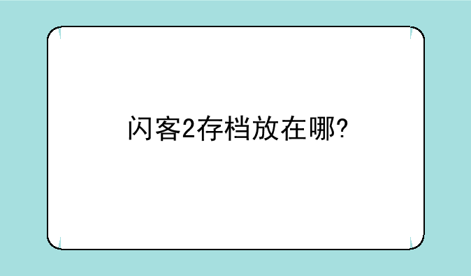 闪客2存档放在哪?
