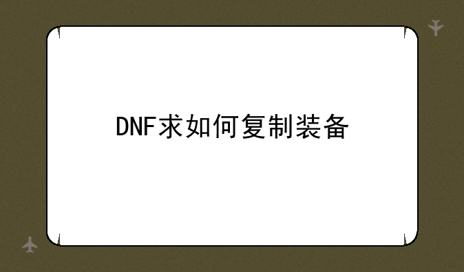 DNF求如何复制装备