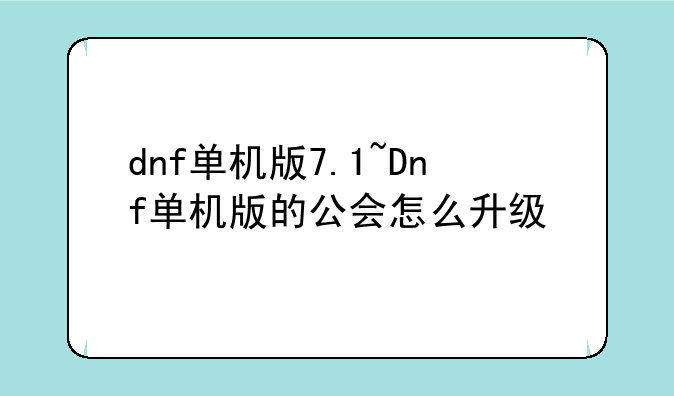 dnf单机版7.1~Dnf单机版的公会怎么升级
